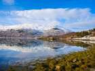 Landscape at Salangen Fjord near Loksebotn in northern Norway during winter. Art Print